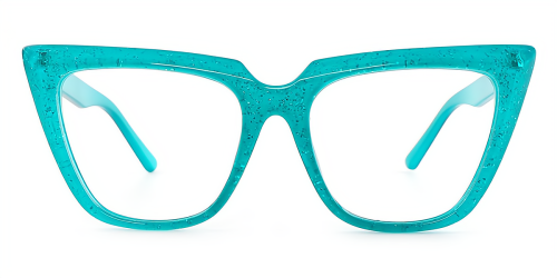 Blue Cateye Unique Full-rim Plastic Large Glasses