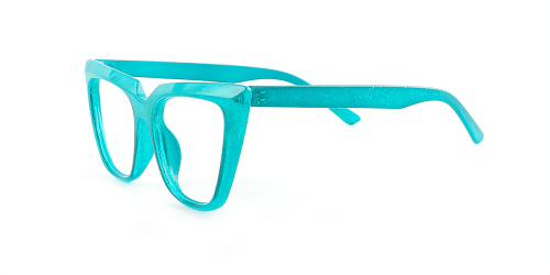 Blue Cateye Unique Full-rim Plastic Large Glasses