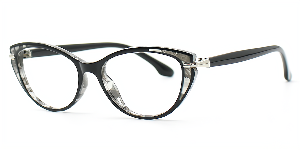 Paula Black Cat Eye Unique Acetate Eyeglasses