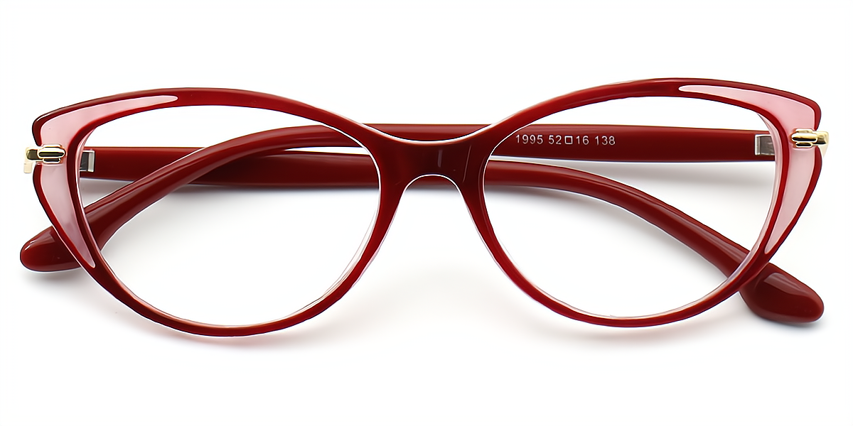 Red Cat Eye Unique Acetate Eyeglasses