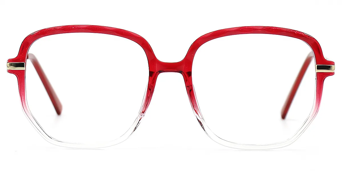 Red Gradient Geometric Elegant TR90 Eyeglasses