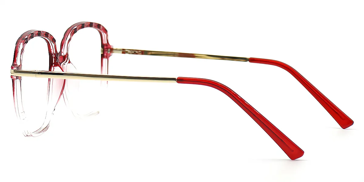 Red Gradient Geometric Elegant TR90 Eyeglasses