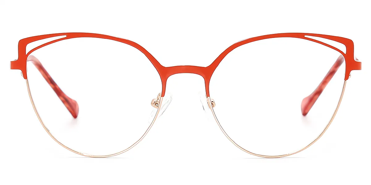 Orange Cat Eye Exquisite Metal Eyeglasses
