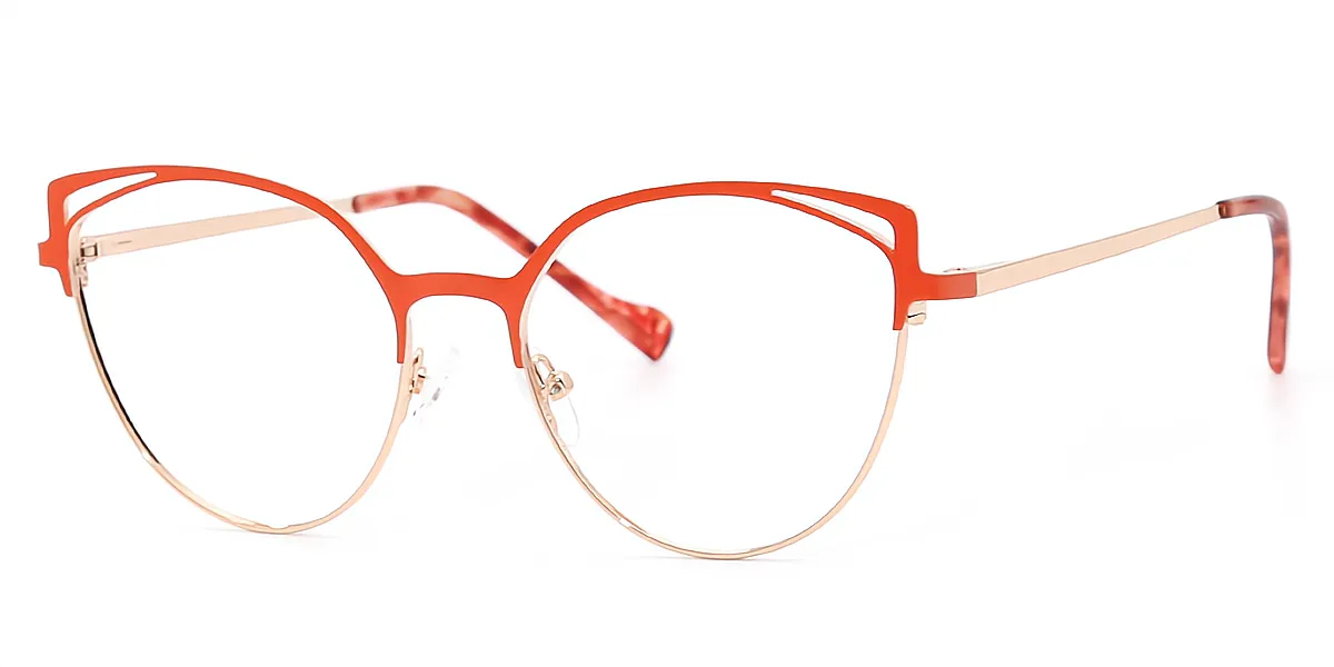 Orange Cat Eye Exquisite Metal Eyeglasses