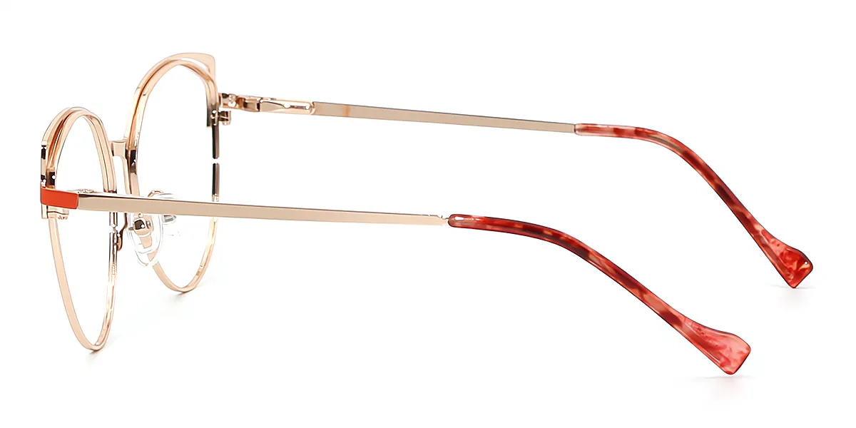 Orange Cat Eye Exquisite Metal Eyeglasses