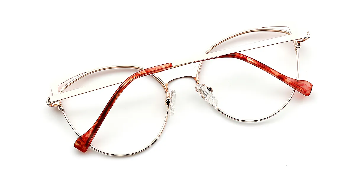 Orange Cat Eye Exquisite Metal Eyeglasses