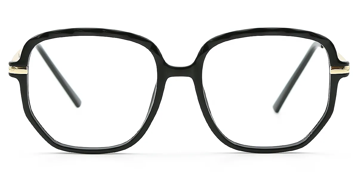 Black Geometric Oversized TR90 Eyeglasses