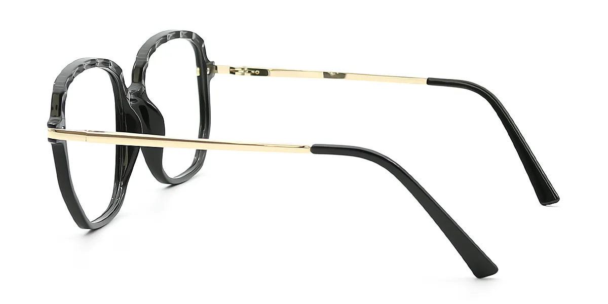 Black Geometric Oversized TR90 Eyeglasses
