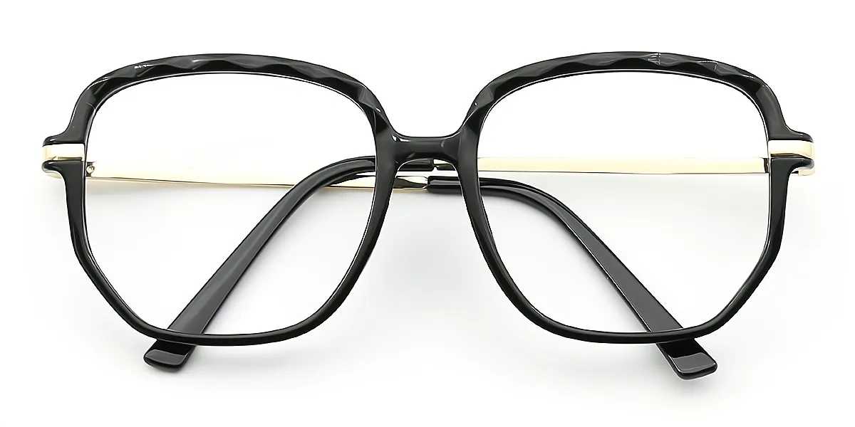 Black Geometric Oversized TR90 Eyeglasses