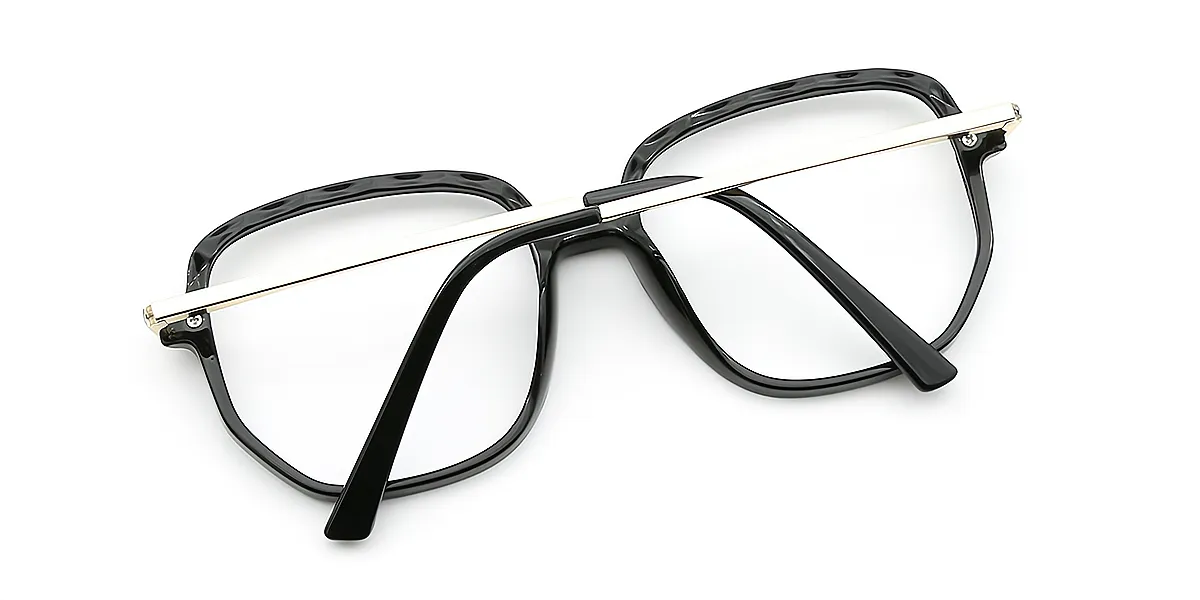 Black Geometric Oversized TR90 Eyeglasses