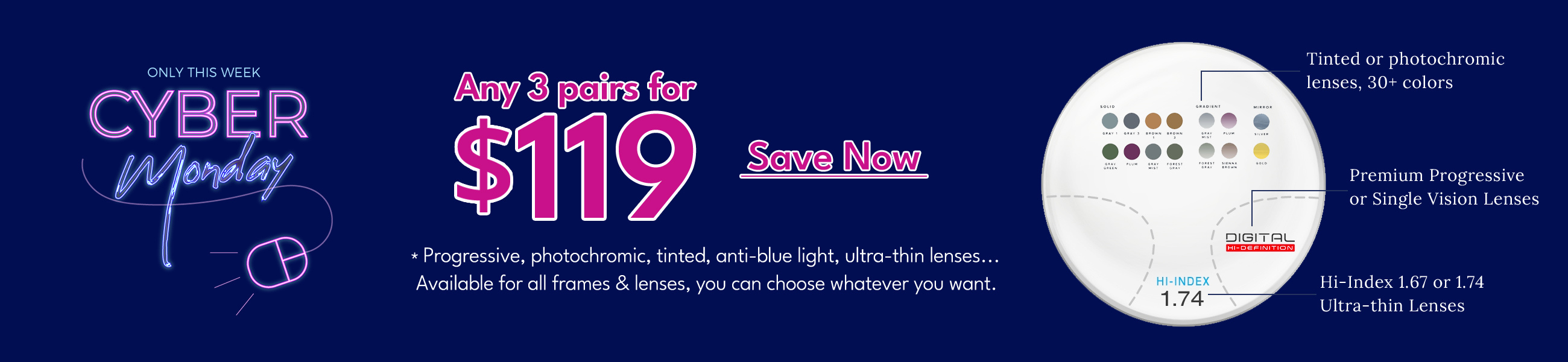 Any 3 Pairs for $119