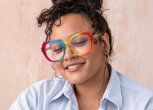 Multicolor Geometric Unique Full-rim Tr90 Large Glasses