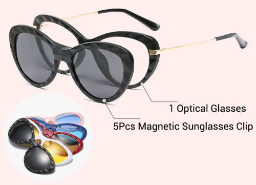 Cat Eye Retro Mixed Materials Eyeglasses