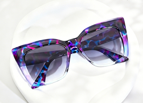 Floral Cateye Unique Full-rim Plastic Large Glasses
